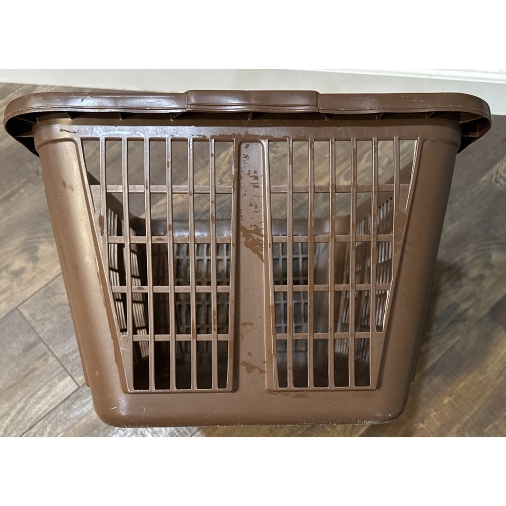 Rubbermaid Brown Laundry Basket Vintage 2885 Rectangle Clothes 22x16x11 - Picture 7 of 10